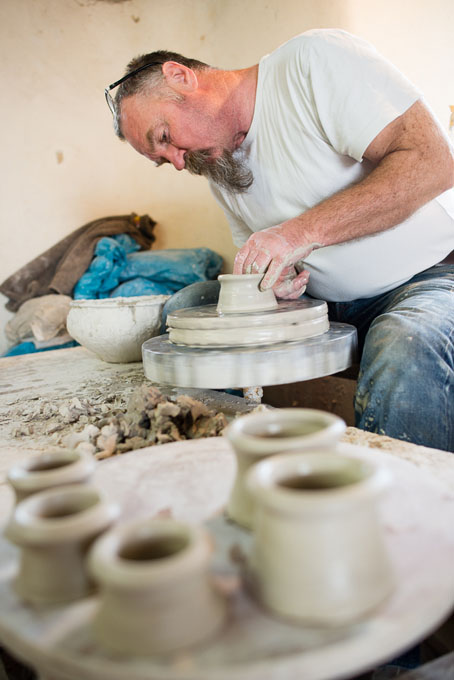Nic Collins and Sabine Nemet in their pottery 2016